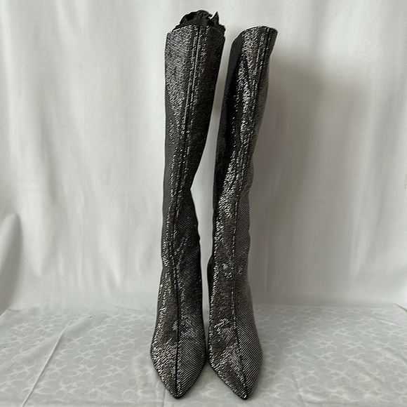 Zara NWT Sexy Silver Glittery Tall Heeled Boots Shoes **Size 42/US Size 11**🔥🔥 - Picture 3 of 7